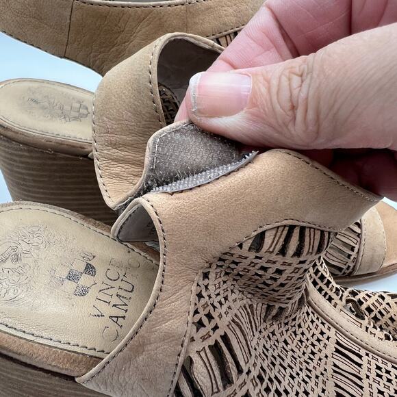 VINCE CAMUTO Women's 8M Keannie Tipsy Taupe Soft Tumbled Nubuck Strappy Sandals - Picture 9 of 9